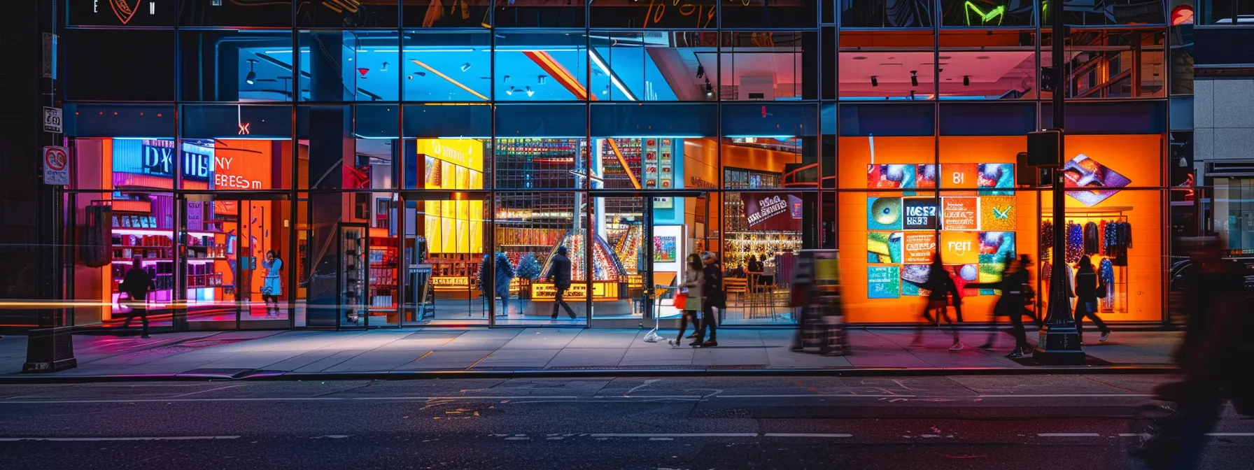 a vibrant urban storefront showcases an array of striking custom retail signs in unique shapes and bold colors, reflecting the distinctive brand identity and inviting customer attention amidst a bustling city backdrop. a vibrant urban storefront showcases an array of striking custom retail signs in unique shapes and bold colors, reflecting the distinctive brand identity and inviting customer attention amidst a bustling city backdrop.
